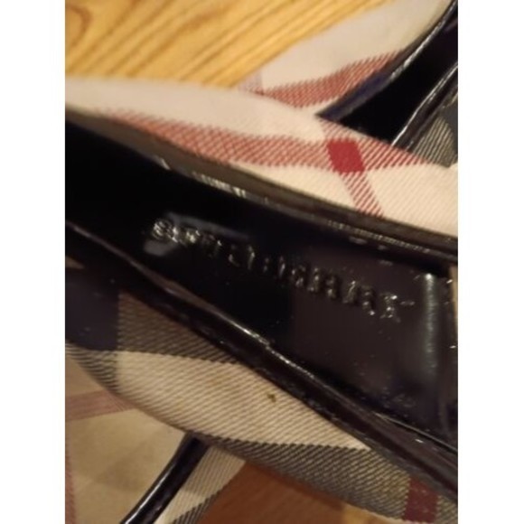 Burberry Nova Check Plaid Ballet Flats Cap Toe Patent Leather Fabric Shoe 38 8 - Picture 6 of 10